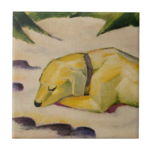 Dog Lying in the Snow (by Franz Marc) Tile