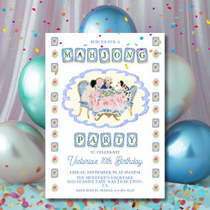 Dog Mahjong Game Birthday Party  Invitation