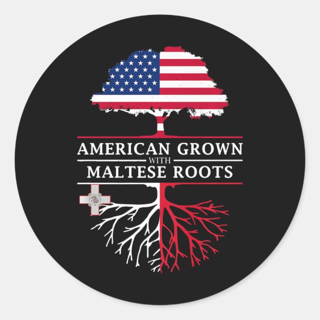 Dog Maltese American Grown with Maltese Roots Malt Classic Round Sticker (Front)
