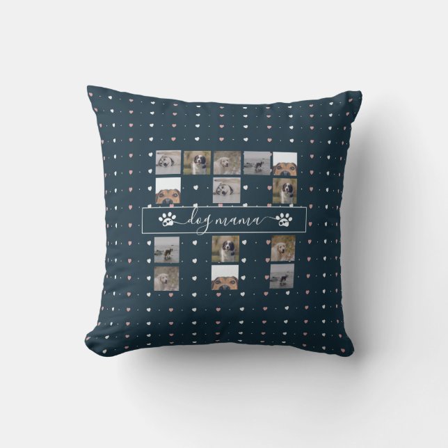 Dog Mama, 5 Photo Keepsake Throw Pillow (Front)