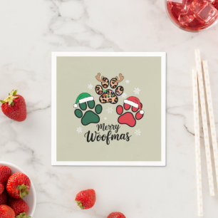 Dog Mama Christmas Merry Woofmas Dog Lover Xmas Napkin