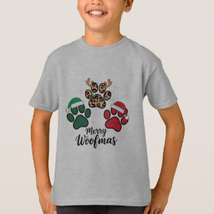 Dog Mama Christmas Merry Woofmas Dog Lover Xmas T-Shirt