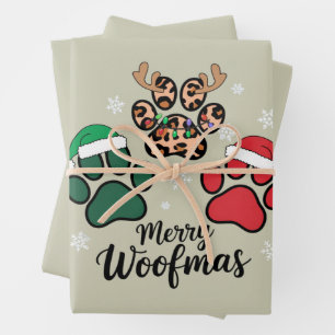 Dog Mama Christmas Merry Woofmas Dog Lover Xmas Wrapping Paper Sheet