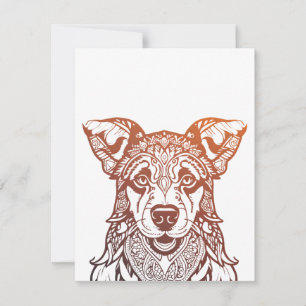 Dog Mandala Ornamental, Hand Drawn Dog Mandala Holiday Card