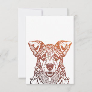 Dog Mandala Ornamental, Hand Drawn Dog Mandala Thank You Card