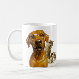 Dog Meets Cat Mom & Her Kitten Crew Coffee Mug