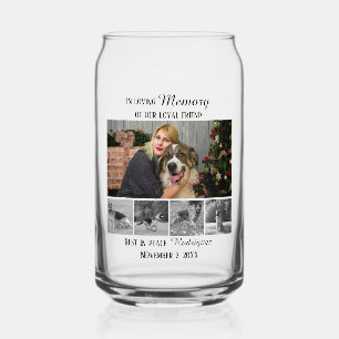 Dog Memorial 5 Photo Collage Pet Tribute Can Glass