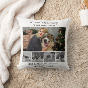 Dog Memorial 5 Photo Collage Pet Tribute Throw Pillow