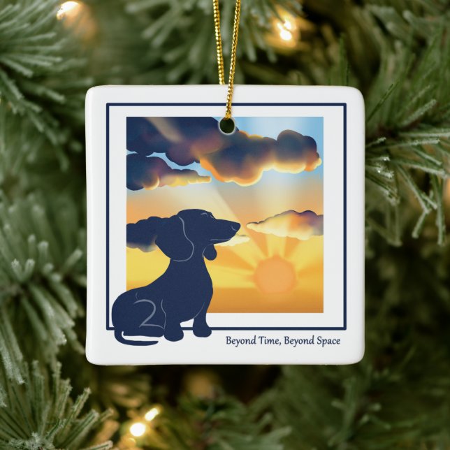 Dog Memorial Ceramic Ornament - Dachshund (Tree)