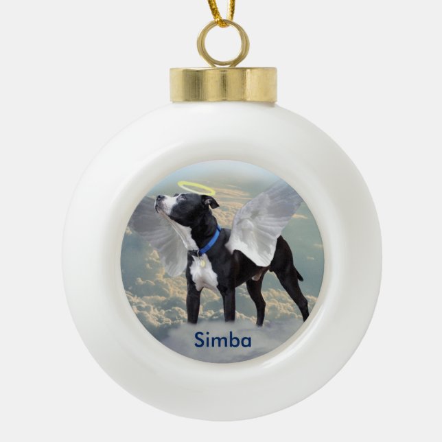 Dog Memorial Custom Ceramic Ball Ornament (Front)