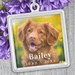 Dog Memorial Custom Pet Photo  Silver Plated Necklace<br><div class="desc">Honour your best friend with a custom photo memorial necklace. This unique pet memorials keepsake is the perfect gift for yourself, family or friends to pay tribute to your loved one. This dog memorial necklace is perfect keepsake for dog mom, dog lovers, cat memorials. Customize with favourite pet dog or...</div>