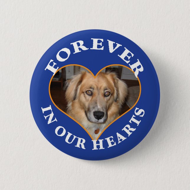 Dog Memorial custom photo in heart frame 2 Inch Round Button (Front)