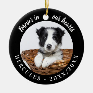 Dog Memorial Forever In Our Hearts Black Ceramic Ornament