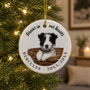Dog Memorial Forever In Our Hearts Ceramic Ornament