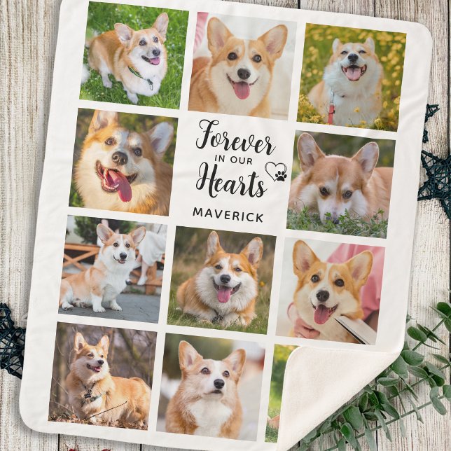 Dog Memorial Forever In Our Hearts Photo Collage Sherpa Blanket (Creator Uploaded)
