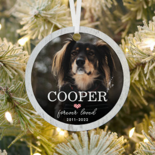 Dog Memorial Forever Loved Photo Christmas Metal Metal Ornament