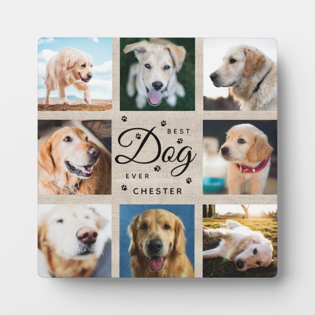 Dog Memorial Gift Best Dog Ever Rustic Photo Plaque (Front)