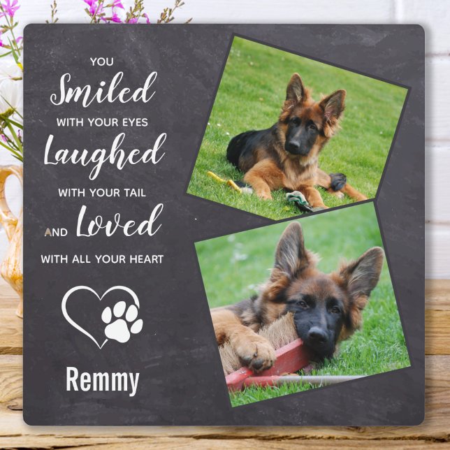 Dog Memorial Gift Personalized Pet Loss 2 Photo Plaque (Creator Uploaded)