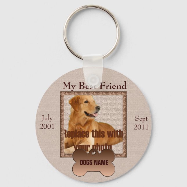 Dog Memorial in Beautiful Brown Tones Keychain (Front)