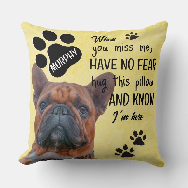  Dog memorial keepsake -add your own photo & name Throw Pillow (Front)