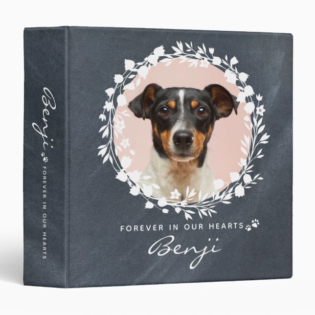 Dog Memorial Keepsake Photo Wreath Scrapbook Binder (Front/Spine)