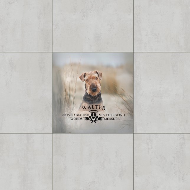 Dog Memorial - Loved Beyond Words - Custom Photo Tile (Dog Memorial - Loved Beyond Words - Custom Photo Ceramic Tile
)
