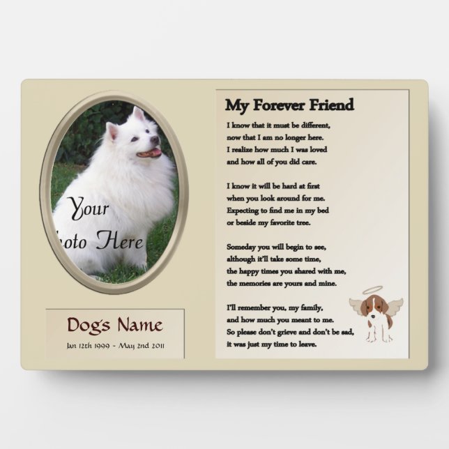 Dog Memorial - My Forever Friend - Beige Plaque (Front)