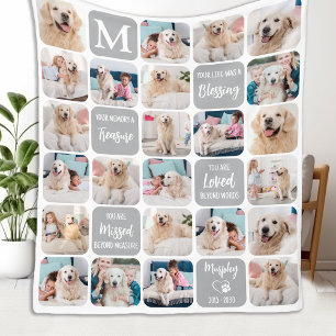 Dog Memorial Personalized Colourful 24 Pet Photos Fleece Blanket
