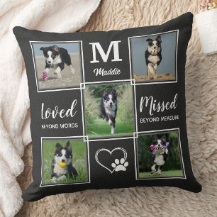 Dog Memorial - Pet Loss Gifts - Custom 5 Pictures Throw Pillow