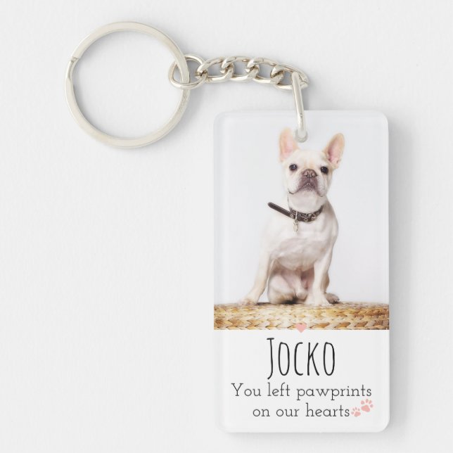 Dog Memorial Pet Loss Keepsake Double Photo Custom Keychain (Front)