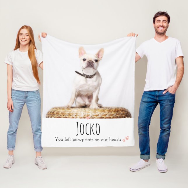 Dog Memorial Pet Loss Keepsake Photo Personalized Fleece Blanket (In Situ)