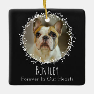Dog Memorial Pet Loss Keepsake Two Photo Wreath Ceramic Ornament