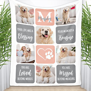 Dog Memorial Pet Loss Modern Colours Photo Collage Fleece Blanket