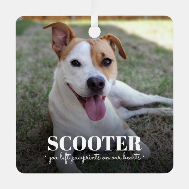Dog Memorial Photo  Metal Ornament (Front)