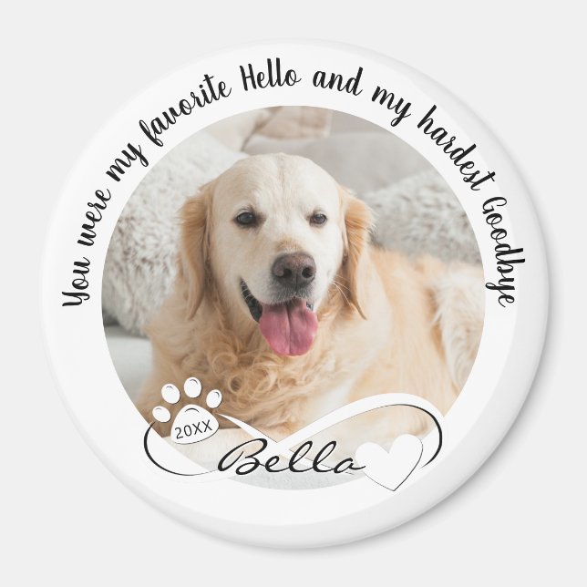 Dog Memorial Quote 2 Photo Pawprint Heart Infinity Magnet (Front)