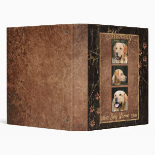 Dog Memorial Rustic Gold Keepsake 3 Ring Binder