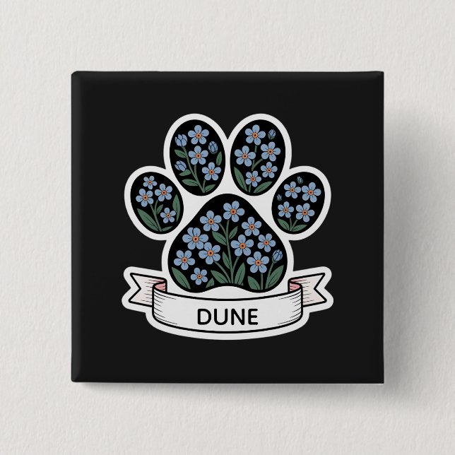 Dog Memorial Sympathy Keepsake Pet Loss 2 Inch Square Button (Front)