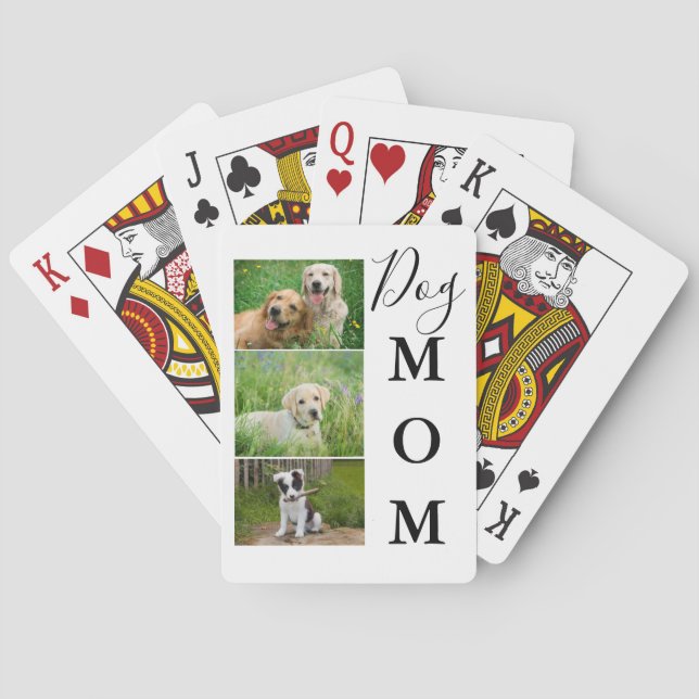 Dog Mom 3 Photo Collage Playing Cards (Back)
