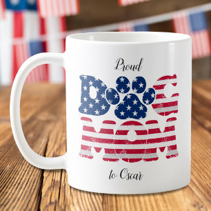 Dog Mom American Flag Grunge Red White Blue Coffee Mug