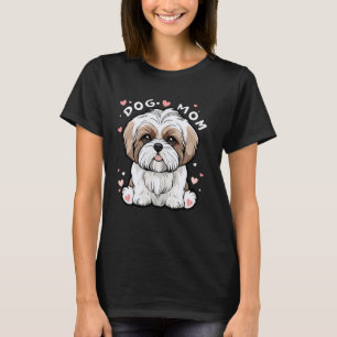 Dog Mom Baby Shih Tzu Puppy And Hearts Surrounded T-Shirt