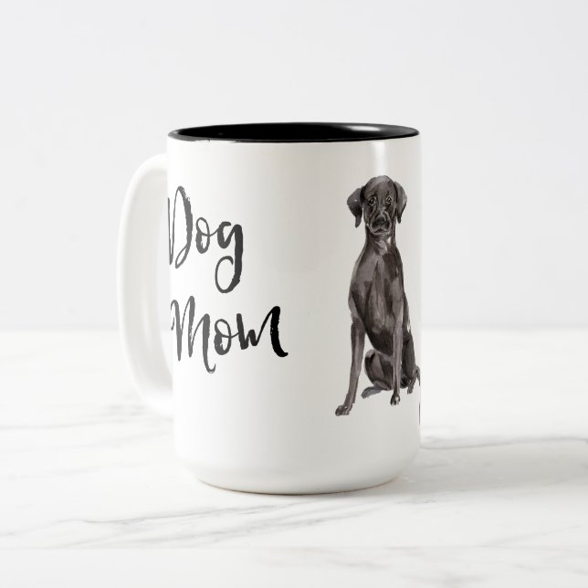 Dog Mom Black Lab Two-Tone Coffee Mug (Front Left)