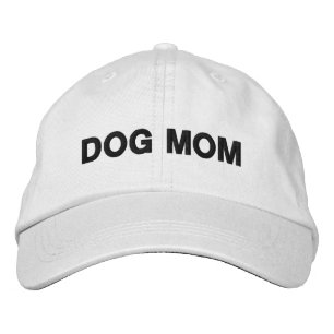 Dog Mom black white minimalist modern simple Embroidered Hat