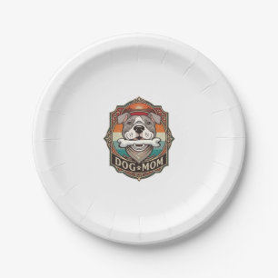 Dog Mom Bone Bandana Vintage Frame_1 Paper Plate