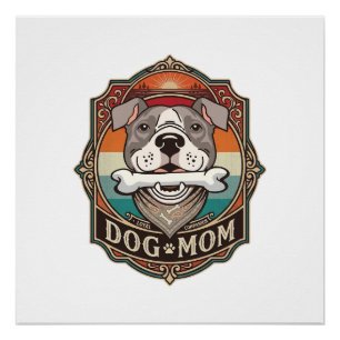 Dog Mom Bone Bandana Vintage Frame_1 Poster