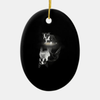 Dog Mom BostonTerrier Dog Lover Gift Mother Father Ceramic Ornament