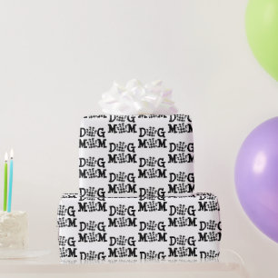 Dog Mom Buffalo Plaid Dog Prints Wrapping Paper