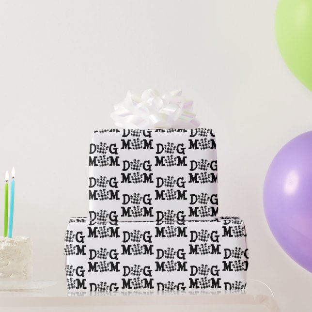 Dog Mom Buffalo Plaid Dog Prints Wrapping Paper (Party Gifts)