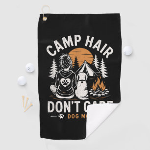 Dog Mom Camping Outdoor Campfire Golf Towel