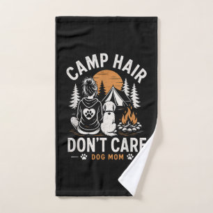 Dog Mom Camping Outdoor Campfire Hand Towel