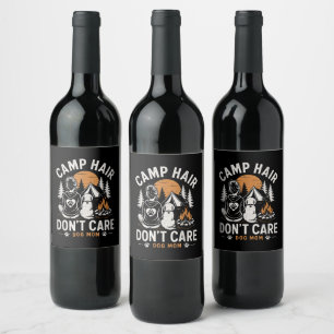 Dog Mom Camping Outdoor Campfire Wine Label
